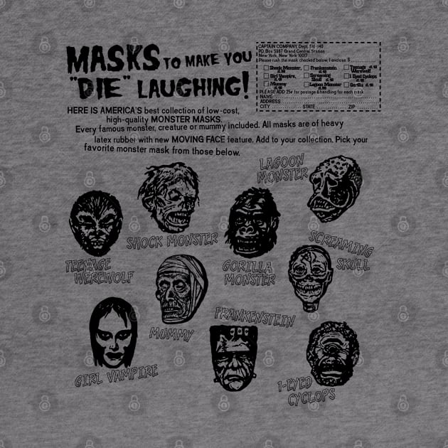 Retro 60s 70s Monster Masks Ad by darklordpug
